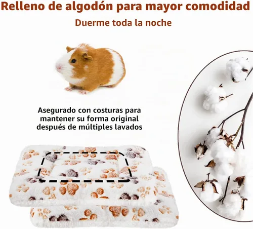 Vista 5 de Amakunft Tapete de cama lavable de conejillo de indias, 2 piezas, almohadilla de invierno de conejo para interiores, colchones cálidos de cama
