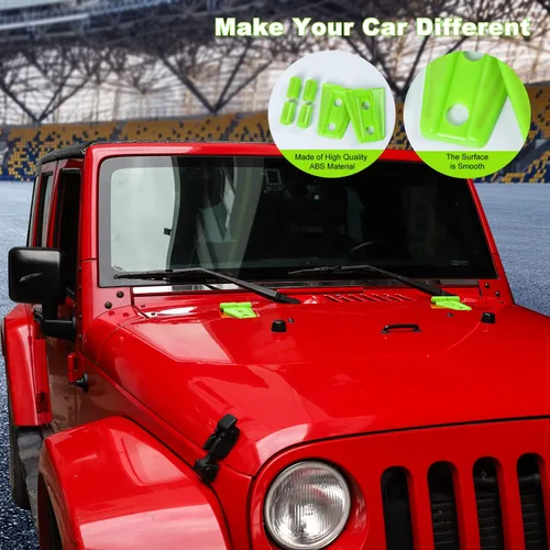 Vista 2 de Kit de moldura de cubierta de bisagra de capó 2 piezas para Jeep Wrangler JK JKU 2007-2018 (verde)