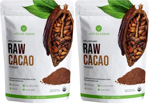 Vista 6 de Antler Farms - Cacao en polvo crudo 100% puro orgánico, 40 porciones, 7.05 oz - Vegano, sin gluten, cultivado naturalmente en la selva amazónica