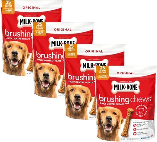 Vista 15 de Milk-Bone Original Masticables para Cepillar, 35 Golosinas Dentales Diarias para Perros de Tamaño Pequeño/Mediano, Acción de Frotamiento Ayuda a