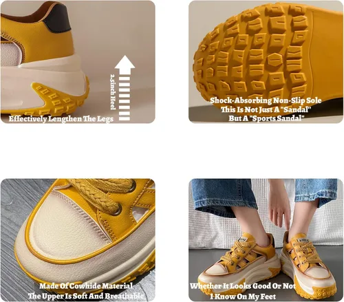Vista 3 de SOLPNOW Tenis casuales de cuero transpirable para mujer, con cordones, antideslizantes, absorben los golpes, para correr