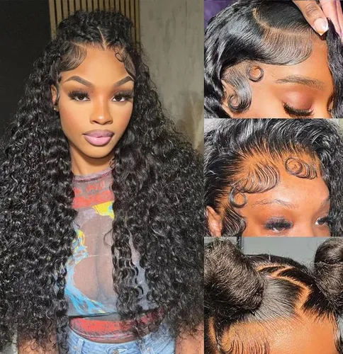 Vista 9 de Highlight Pelucas de Encaje Frontal 13x6 Cabello Humano Rubio Miel Ombré Ondas Profundas Pelucas de Encaje Frontal Cabello Humano para Mujeres