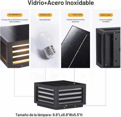 Vista 2 de MVBT Luces solares del poste de 8.78", luces de columna al aire libre