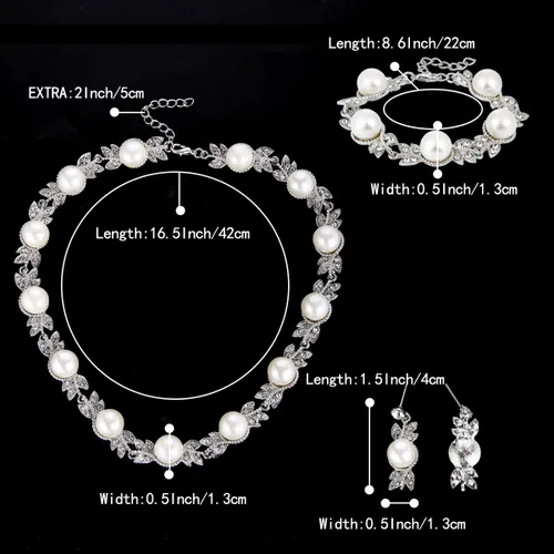 Vista 5 de BriLove - Juego de collar y pendientes de pulsera con perlas de imitación, color crema