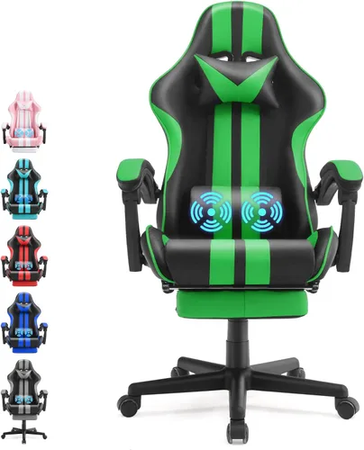 Vista 15 de Ferghana - Silla ergonómica de juego Miami Blue para adultos y adolescentes Azul / Patchwork