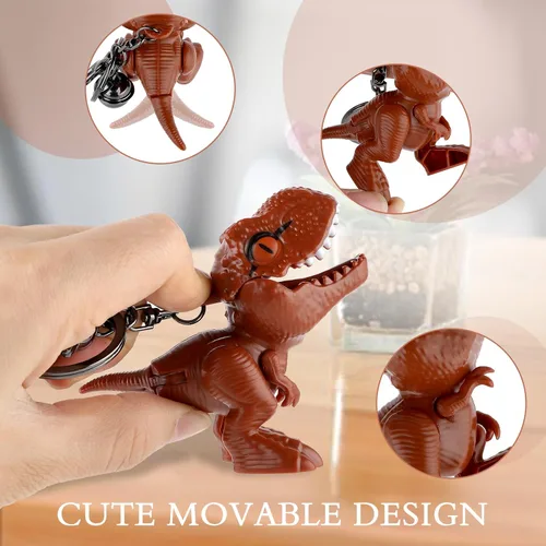 Vista 4 de Cobee Lindo llavero de dinosaurio, llavero de regalo de dibujos animados Kawaii, llavero móvil de dinosaurio para mujeres y hombres mochilas