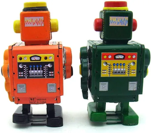 Vista 5 de Charmgle MS519 Retro Tin Toy Robot Wind-Up Toy Fotografía Decoración Novedad Regalo Colección Adulto (Naranja)
