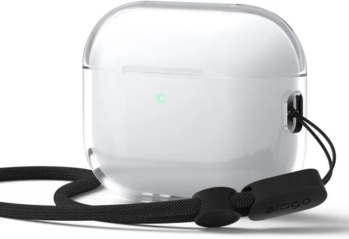 Vista 12 de elago - Funda transparente para AirPods Pro 3 Cordón incluido, correa incluida, reducción del amarilleo, a prueba de golpes, protección completa