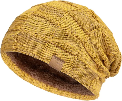 Vista 15 de Vgogfly Slouchy Beanie for Men Winter Hats for Guys Cool Beanies Mens Lined Knit Warm Thick Skully Stocking Binie Hat Negro