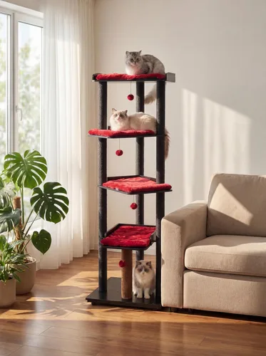 Vista 3 de FourFurPets Árbol para gatos resistente, árbol de gato de 67.7 pulgadas para gatos de interior grande y adulto, torre moderna para gatos grandes