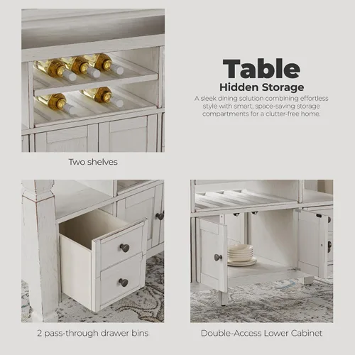 Vista 5 de Signature Design By Ashley Robbinsdale - Mesa de comedor de 72 pulgadas de altura de mostrador con almacenamiento de isla de cocina, sólidos