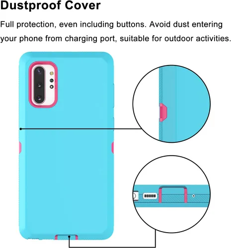 Vista 4 de Funda protectora híbrida para Samsung Galaxy Note 10 Plus, protección a prueba de golpes, resistente, resistente, de plástico, de goma, híbrida