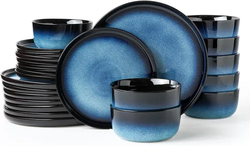 Vista 20 de Stoneware Dinnerware Sets for 8, Reactive Glaze, Beige