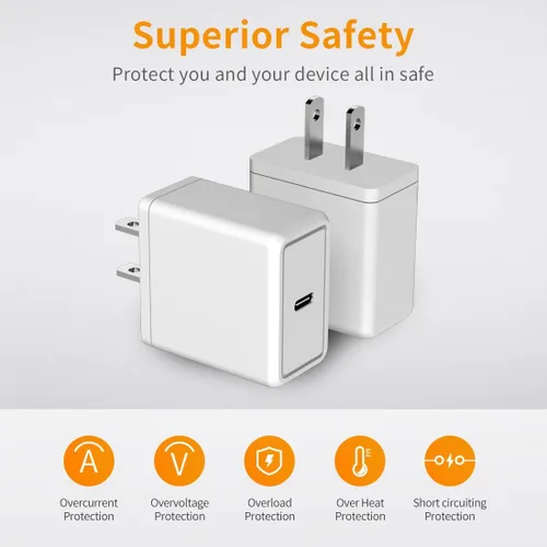 Vista 5 de Bloque de carga rápida USB C de 30 W para Google Pixel 10 Pro XL/10/9 Pro /9/8 Pro/8/7 Pro/7/6a/6 Pro/6/5a/5, paquete de 2 adaptadores de corriente