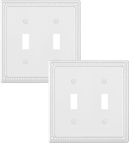 Vista 59 de Paquete de 2 cubiertas de placa de interruptor de luz de doble palanca, cubiertas decorativas de placa de doble interruptor Pearls, placa de pared