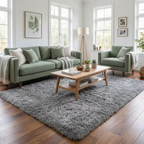 Vista 8 de Alfombra suave y esponjosa para dormitorio, alfombra de felpa lanuda de 7 x 10, alfombra antideslizante y mullida para sala de estar, habitación