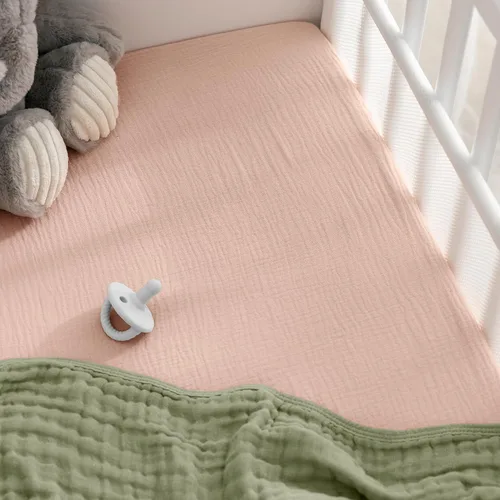 Vista 5 de Comfy Cubs Sábana de Moisés de Muselina - Tela 100% Algodón Suave, Transpirable y Delicada para la Piel Sensible del Bebé - Ajuste Universal