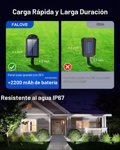 Vista 6 de Proyector de puesta de sol con energía solar al aire libre, impermeable, LED, acento para paisaje, iluminación de elevación para árboles, bandera