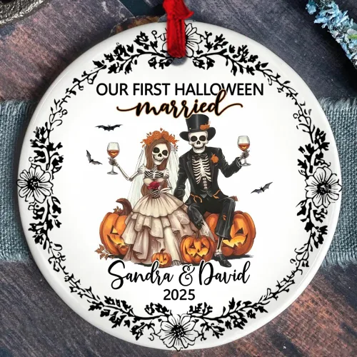 Vista 19 de Adorno personalizado de cerámica para parejas, adornos personalizados, regalo romántico de boda, regalo romántico para parejas, regalos de despedida