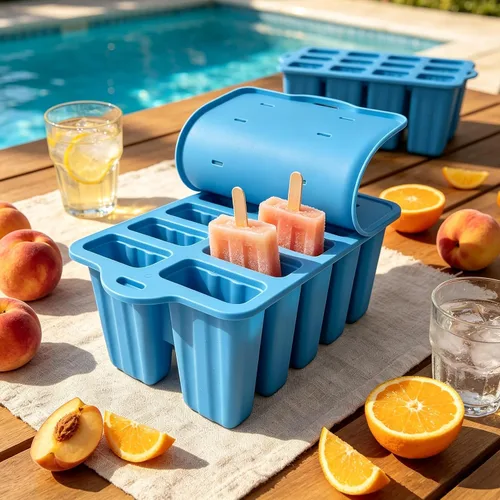 Vista 7 de Moldes de silicona para paletas, moldes para hacer paletas de 10 cavidades, molde de helado casero de fácil liberación para hacer pasteles, paletas