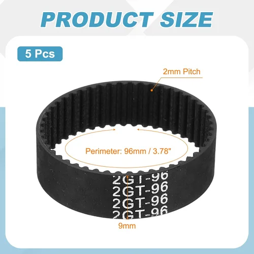 Vista 2 de MECCANIXITY 3.780 in GT-2 correa dentada, 5pcs 0.354 in ancho 0.079 in paso impresión 3D GT-2 correa dentada caucho de bucle cerrado, negro