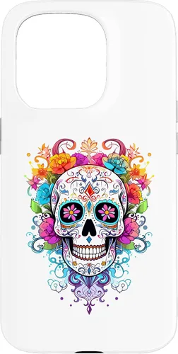 Vista 14 de Halloween Sugar Skull Flower Calavera Dia De Los Muertos Case for iPhone 17