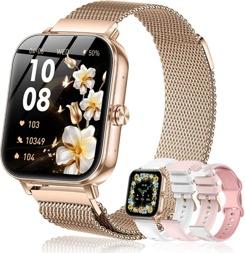 Vista 12 de Relojes inteligentes para mujer (Android y iPhone), reloj inteligente HD de 1.85 pulgadas con llamadas/mensajes/notificaciones, batería de 1000 mAh