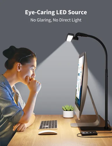 Vista 9 de Kary - Lámpara LED de escritorio, luz flexible de cuello de cisne con base Botón negro