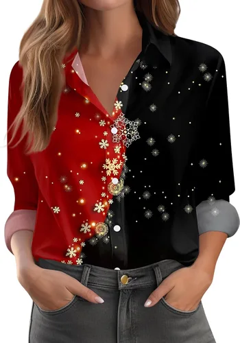 Vista 40 de Camisetas de San Valentín para mujer, camisas con botones, blusas de corazón, elegantes, informales, cuello de solapa, manga larga, suave, cómoda