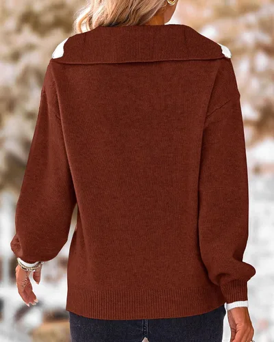 Vista 4 de BTFBM Suéter de manga larga con cuello en V y cuello en V para mujer, para otoño e invierno 2024
