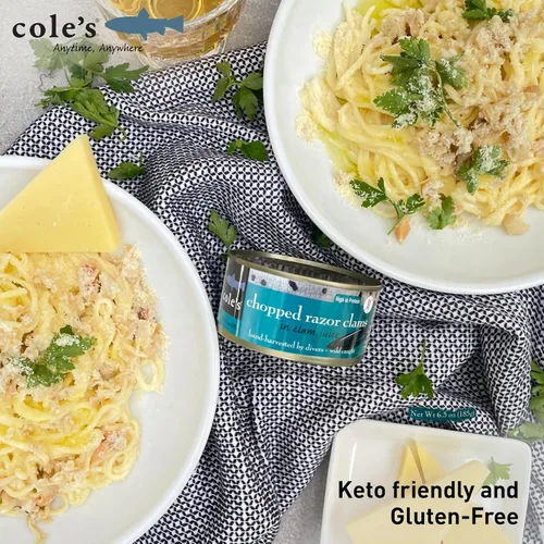 Vista 5 de Coles almejas enlatadas y picadas: cosechadas en agua cristalina, alimentos sin gluten, almejas altas en proteínas y bajas en calorías