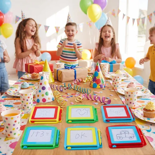 Vista 5 de Tinlade Paquete de 12 mini tableros magnéticos de dibujo para niños, pequeño boceto borrable, bloc de escritura, juguete de pintura a granel, regalo