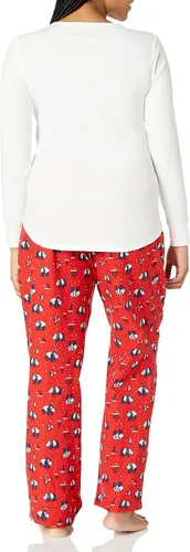 Vista 2 de Tienda Essentials Womens Lightweight Flannel Pant and Long-Sleeve T-Shirt Sleep Set