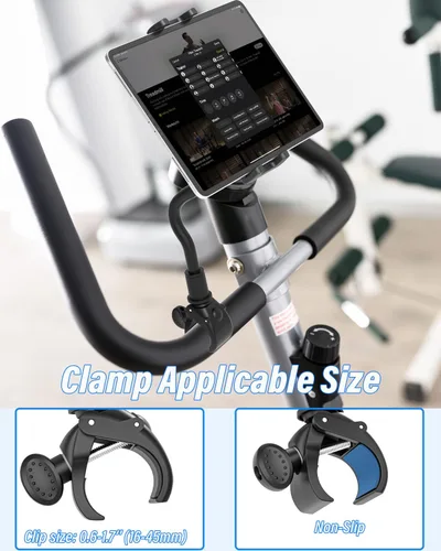 Vista 4 de Charchendo Soporte para tableta de cinta de correr de cuello de cisne, ajuste universal para bicicleta elíptica/bicicleta de giro/bicicleta