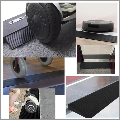 Vista 4 de INTSUPERMAI Rampa de umbral de goma sólida antideslizante para silla de ruedas, rampa portátil de goma sólida para baño, puertas, entradas