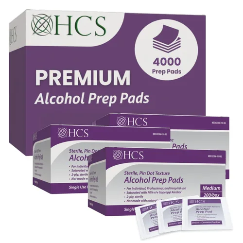 Vista 10 de HCS - Almohadillas de preparación de alcohol medio - Toallitas con alcohol isopropílico al 70%, envueltas individualmente, 2 capas, texturizadas