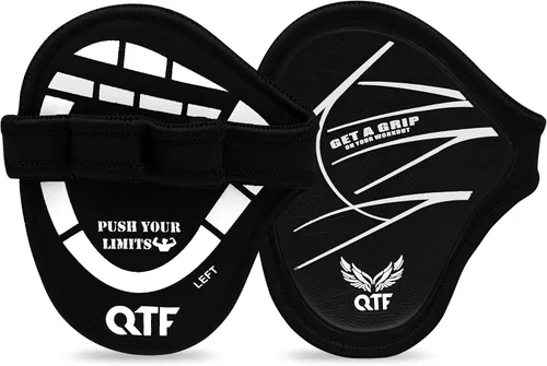 Vista 10 de QTF Puños de elevación para levantamiento de pesas, guantes de goma para gimnasio, protector de palma de gimnasio, almohadillas de agarre