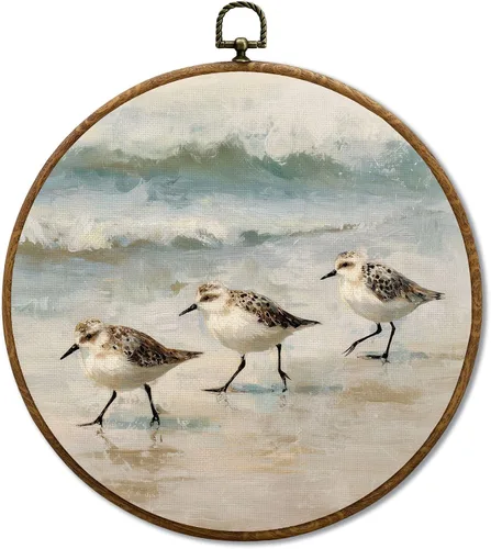 Vista 16 de JUIOEIU Decoración de pared redonda de búho de hongo con núcleo de cabaña, impresiones en lienzo enmarcadas con diseño de búho lluvioso oscuro