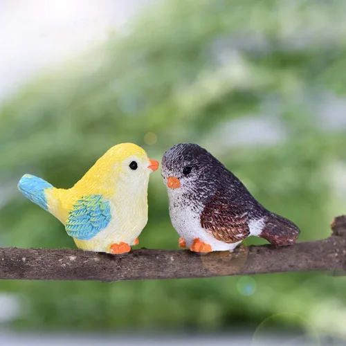 Vista 3 de Figuras decorativas de pájaros en miniatura, 12 piezas, mini figuras de casa de muñecas de pájaros, accesorios de decoración de jardín de hadas