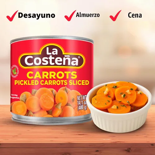 Vista 5 de La Costeña Zanahorias en escabeche, lata de 14.1 onzas (paquete de 12)