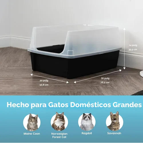 Vista 2 de IRIS USA Caja de arena XX-Large para gatos, caja de arena extragrande con parte superior abierta para gatos grandes y hogares con varios gatos
