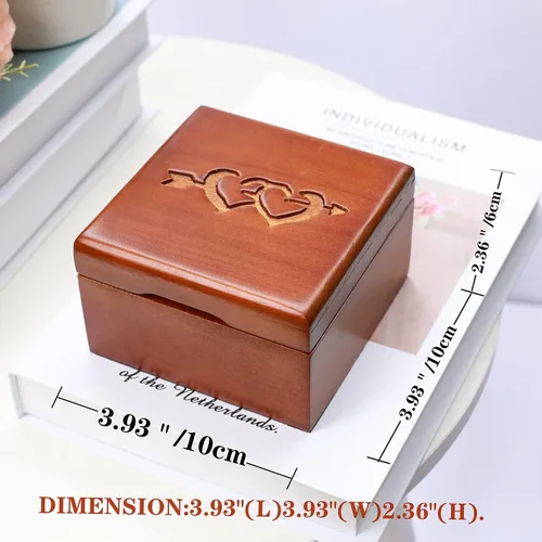 Vista 6 de STARSWR Caja de soporte de anillos, caja de anillos para ceremonia de boda, regalo para mujeres, caja decorativa de madera con tapas, anillos caja