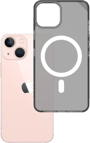 Vista 2 de ARMOR Signature - Funda compatible con MagSafe, para iPhone serie 13 (iPhone 13, gris cristal con cinta gris)