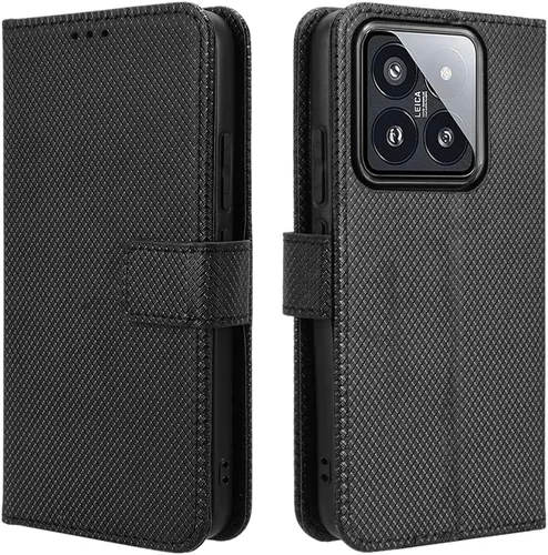 Vista 2 de Funda de cuero compatible con Xiaomi 14, funda de piel sintética compatible con Xiaomi 14 5G, color negro