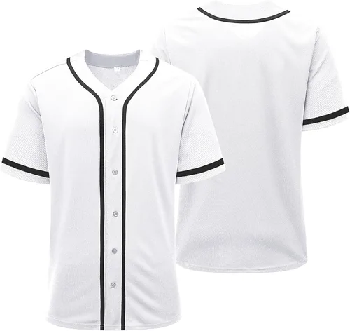 Vista 12 de Camiseta de béisbol para hombres y mujeres, uniformes deportivos hipster hip hop, camisas de manga corta para camisa personalizada con botones