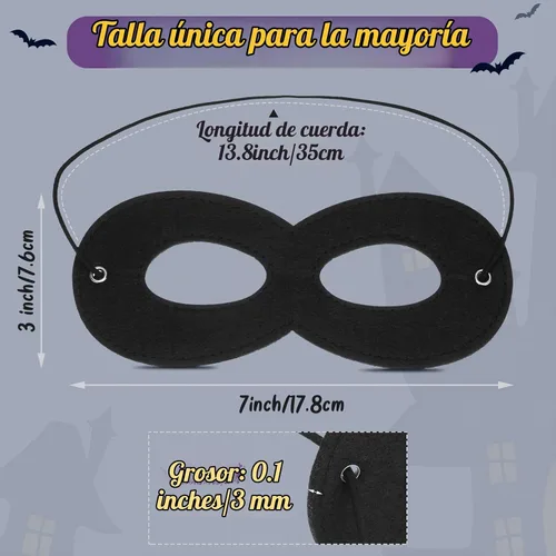 Vista 2 de Coume 60 máscaras de Halloween de fieltro negro a granel, cosplay de héroe