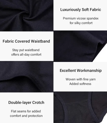 Vista 4 de wirarpa - Pantaletas ropa interior modal de bambú ultra suave cintura alta para mujer multipack