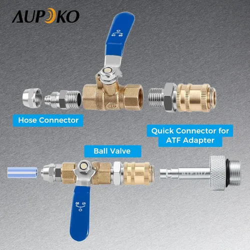 Vista 5 de Aupoko Adaptador de llenado de aceite fluido de transmisión automática con herramienta de reemplazo de válvula de cierre compatible con 09G 01J