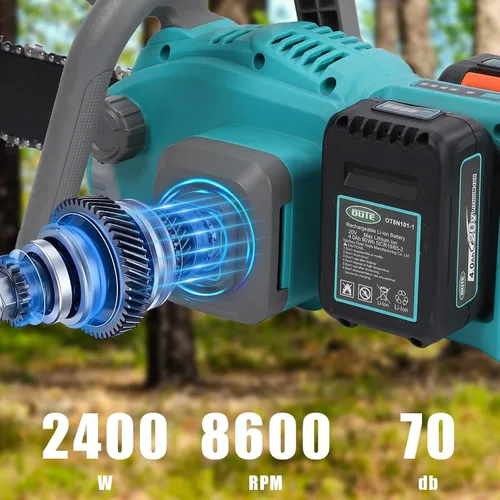 Vista 3 de Motosierra eléctrica de 16 pulgadas, inalámbrica, funciona con batería con motor sin escobillas, 2 baterías de 20 V CC 4 Ah y cargador