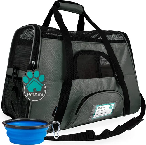 Vista 31 de PetAmi Transportador de mascotas aprobado por aerolíneas para gatos, transportador de perros de lados suaves para perros pequeños, suministros